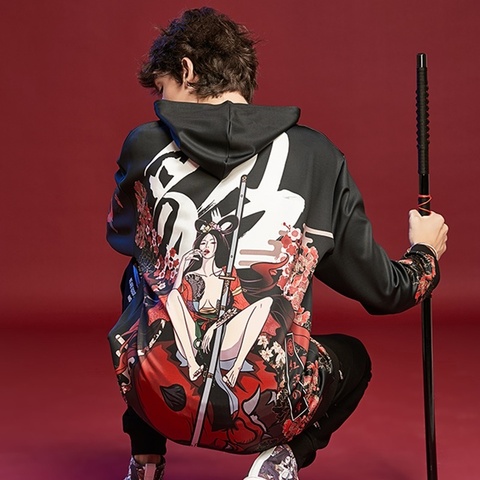 Mode vêtements asiatiques Hip Hop sweat à capuche japonais pulls décontractés Streetwear hommes pull Harajuku à capuche mâle FF2418 ► Photo 1/6