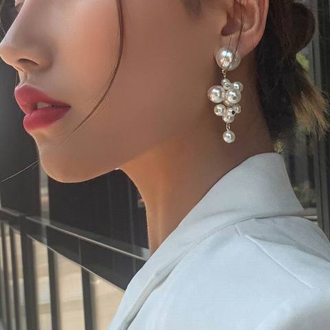 Boucles d'oreilles pendantes en perles, brins élégants, nouveaux bijoux, déclaration de tempérament, cadeaux de fête de mariage, 2022 ► Photo 1/6