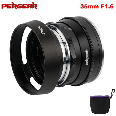 Pergear 35mm F1.6 Mise Au Point Manuelle Premier Objectif Fixe pour Sony E-mount pour Fuji Caméras A6300 A6500 A7 A7II A7RII X-A2 XT3 X-T1 X-T30 ► Photo 1/6