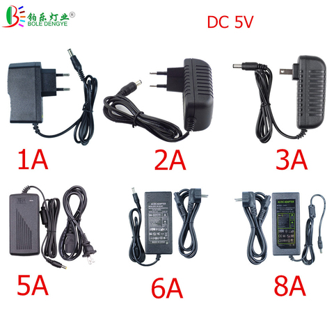 Alimentation LED DC 5V pour WS2812b RGB, adaptateur d'alimentation pour caméra CCTV, prise ue US, transformateur d'éclairage 1A 2A 3A 5A 6A 8A ► Photo 1/6