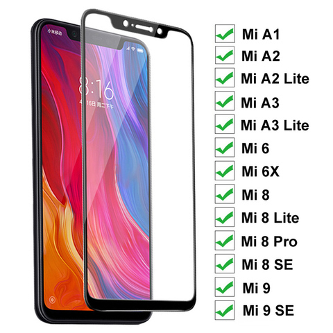 Protecteur d'écran pour Xiaomi, Film à couverture complète en verre trempé 9H pour Mi 6, 8, 9, SE Pro, A1, A2, A3 Lite, 5X, 6X ► Photo 1/6