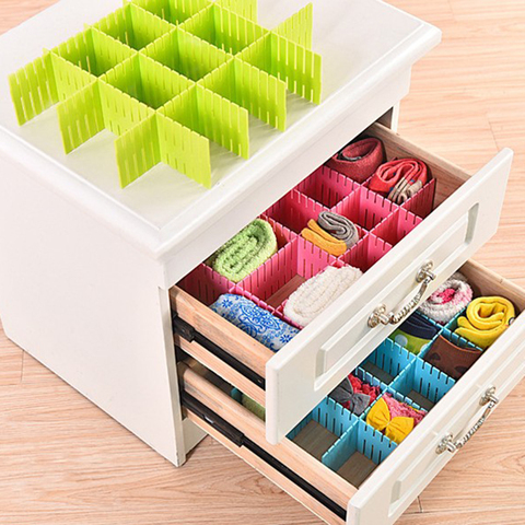 4Pcs DIY Plastic Drawer Grid Separator Divider Partition Storage Organizer Underwear Socks Makeup Cabinet Clapboard Tools ► Photo 1/6