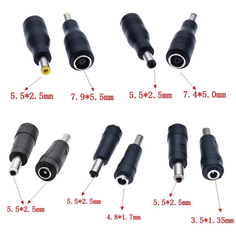 Prise cc 5.5X2.5mm mâle à 7.9*5.5 7.4*5.0 3.5*1.35 4.8*1.7 5.5*2.5 * mm femelle adaptateur de prise d'alimentation cc ► Photo 1/6