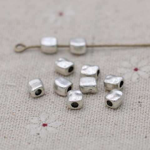 Perles d'espacement irrégulières plaquées argent, pour la fabrication de bijoux, Bracelet, bricolage, bricolage, 5mm, 40 pièces/lot ► Photo 1/4