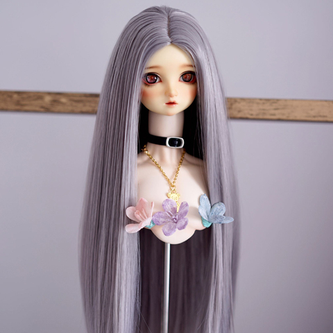 Perruque longue grise avec fil haute température, accessoires, nouvel arrivage, 1/3 1/4 1/6 1/8 Bjd SD ► Photo 1/3