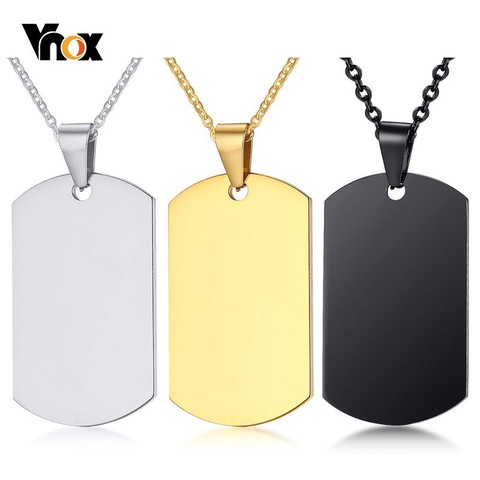 Vnox – collier avec pendentif en acier inoxydable pour homme, accessoire de style militaire américain, plaque d'identité, accessoire masculin ► Photo 1/6