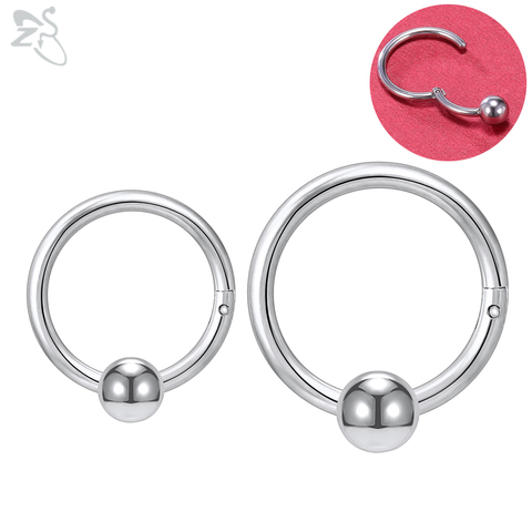 ZS 1 PC rond 316L acier inoxydable nez anneau 16G boule Septum Clicker 8/10MM Punk Rock oreille hélice Septum anneaux Piercing bijoux ► Photo 1/6