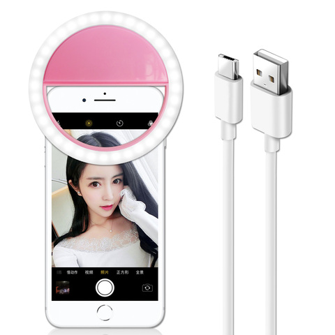 Nouveau Selfie LED Anneau Lumière Flash Téléphone Portable Selfie Lampe éclairage Amélioré Anneau Clip Pour iPhone 11 8 7 6 plus Samsung ► Photo 1/6