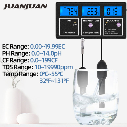 5-en-1 qualité de l'eau multi-paramètres PH EC CF TDS température Test mètre Aquariums hydroponie piscine aquarium boire 40% de réduction ► Photo 1/6