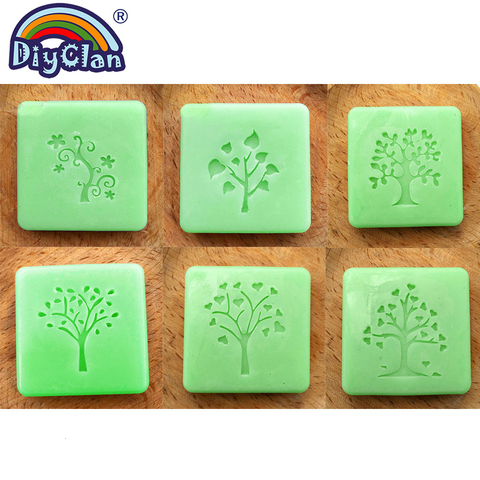 Timbre à savon en résine blanche, Design d'arbre à cœur, cachet, moule à savon artisanal ► Photo 1/6