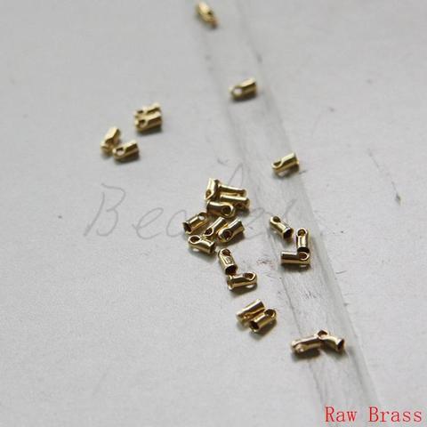 200 pièces de chaîne de serpent en laiton brut, bout de cordon-extrémités de ruban-extrémité de cuir 1.2mm (3306C) ► Photo 1/1