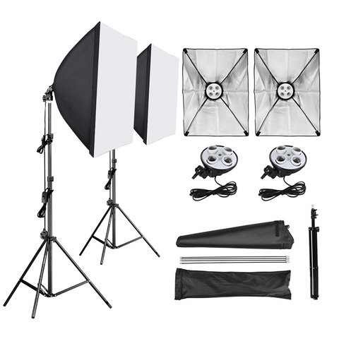 Studio Photo Softbox 50*70cm diffuseur 4 en 1 douille E27 support de lampe 2M support de lumière trépied Photo Studio Kit pour photographie vidéo ► Photo 1/6