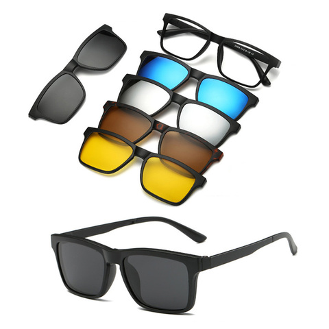 Monture de lunettes optique pour hommes et femmes, avec 5 clips, lunettes magnétiques polarisées, pour myopie masculine, RS159 ► Photo 1/6