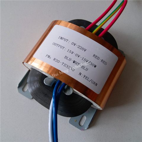 15V-0-15V 1A 12V-0-12V R Core R20 transformateur personnalisé 220V 30VA double 15V 18V 24V cuivre bouclier feu de signalisation transformateur spécial ► Photo 1/6