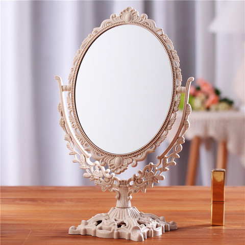 Miroir de maquillage de bureau miroir de style européen miroir de maquillage dortoir rétro-éclairé Double face outils de beauté miroir cosmétique ► Photo 1/6