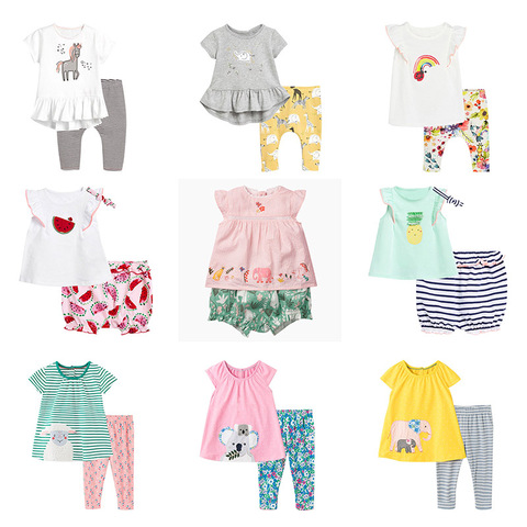 Nouveau 2022 marque qualité 100% coton bébé filles vêtements été 2pc enfants costume vêtements ensemble à manches courtes bébé filles ensembles Outwear ► Photo 1/6