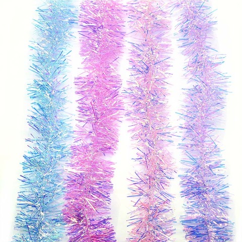 Guirlande suspendue pour arbre de noël en aluminium de couleur arc-en-ciel, fournitures décoratives, 2M 3cm/5cm ► Photo 1/6