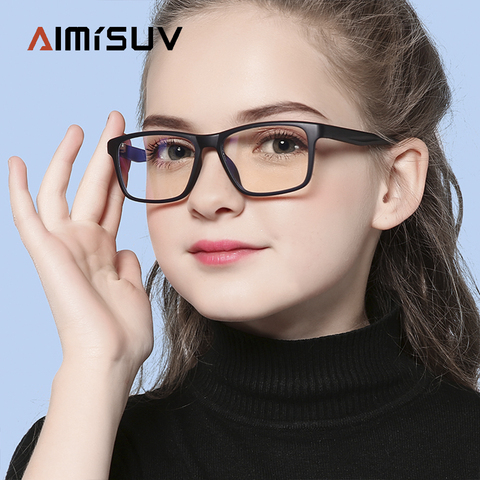 AIMISUV-lunettes tendance pour enfants, verres Anti lumière bleue, monture optique, verres transparents pour filles et garçons, Anti-éblouissement UV400 ► Photo 1/6