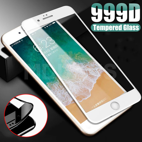 999D verre de protection pour iPhone 8 7 6 6S Plus XR X XS verre couverture complète iPhone 11 12 Pro Max protecteur d'écran verre trempé ► Photo 1/6