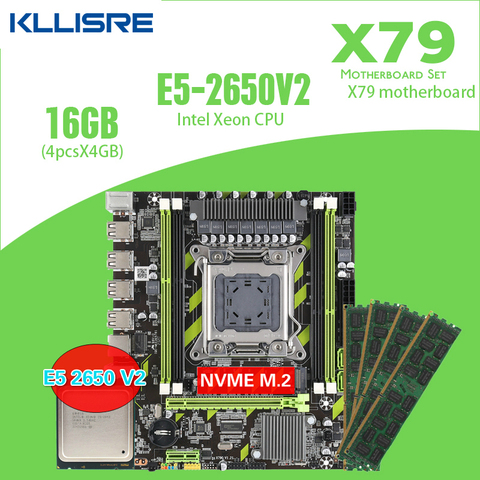 Kllisre X79 X79G carte mère combos LGA 2011 E5 2650 V2 CPU 4*4 GO de mémoire DDR3 1333 RAM ECC ► Photo 1/6