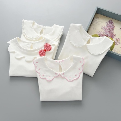 T-shirt longues manches fille | Blanc, printemps, automne, bébé écolière, JW8293 ► Photo 1/6