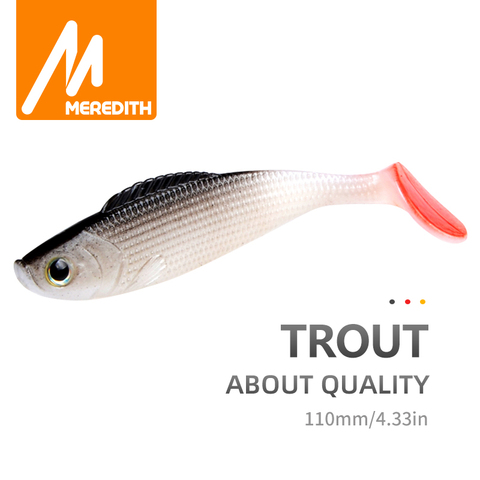 MEREDITH – Leurre souple en truite réaliste,poisson 3D, modèle populaire, accessoires de pêche souples, 13 g, 110 mm, lot de 10 pièces, ► Photo 1/6