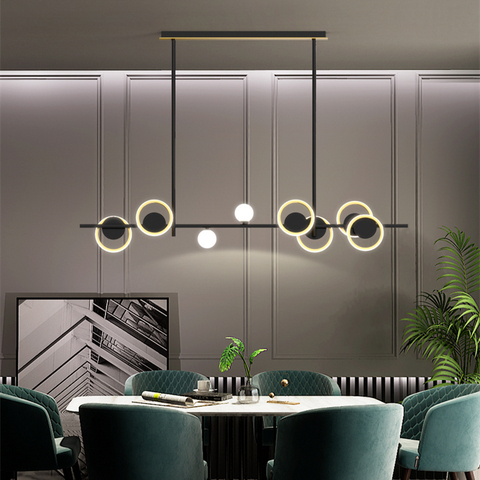 Moderne Simple cuisine décor éclairage nordique LED noir lustre salle à manger île suspendus lumières barre comptoir luminaires 220-240V ► Photo 1/6