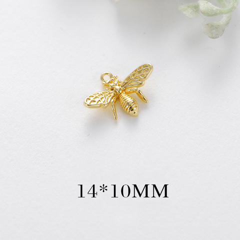 Pendentifs abeille en laiton, 10 pièces, 14x10MM, 1MM 24K, couleur or, breloques de haute qualité bijoux à bricoler soi-même résultats ► Photo 1/2
