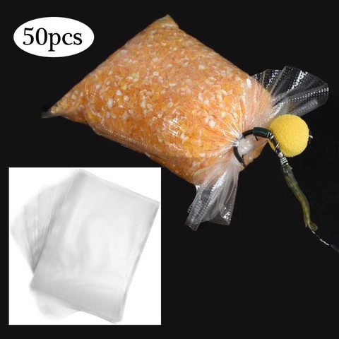 50 Pcs/Lot PVA hydrosoluble pêche appât sac rapide Soluble dans l'eau appâts sacs carpe pêche PVA recharge appât sac pour appâts solides ► Photo 1/6