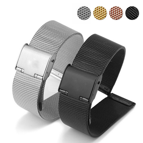 Bracelet de montre milanais universel 12/14/16/18/20mm 22mm 24mm Bracelet en acier inoxydable Bracelet de remplacement pour montre intelligente ► Photo 1/6