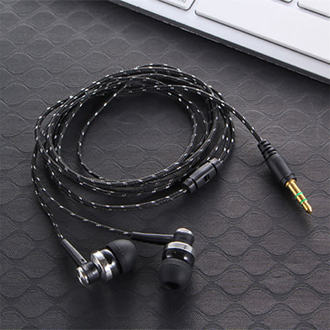 1 pièces chaude haute qualité filaire écouteur stéréo dans l'oreille 3.5mm Nylon armure câble écouteur casque avec micro pour ordinateur portable Smartphone cadeaux ► Photo 1/6