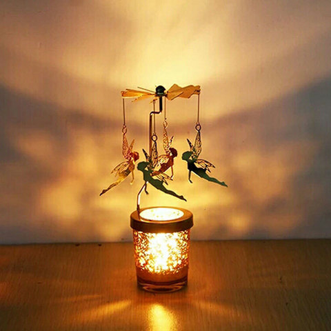 Chandelier de fête de cerf en métal romantique moulin à vent rotatif bougeoir suspendu photophore de rotation rotation candélabre de carrousel de mariage ► Photo 1/6