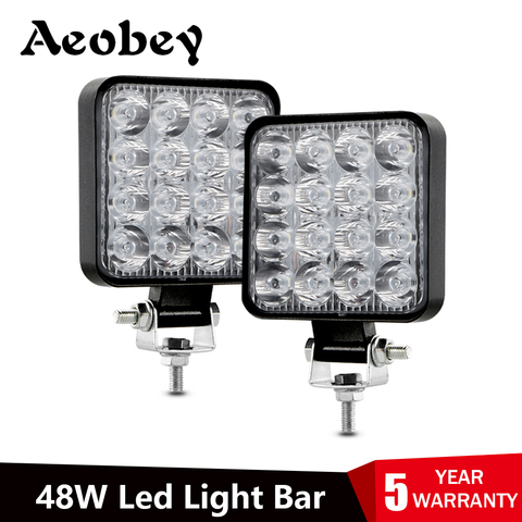 Barre de lumière Led 48w barre de Led 16barra Led lumière de voiture pour 4x4 barre de led offroad SUV ATV tracteur bateau camions pelle 12V 24V lumière de travail ► Photo 1/6