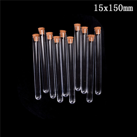 10 pièces 15*150mm en plastique Tube à essai avec bouchon en liège 20ml clair laboratoire expérience faveur cadeau Tube bouteille rechargeable ► Photo 1/6