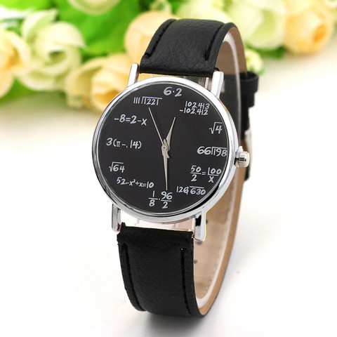 Montre en cuir pour femmes, horloge minimaliste, équation mathématique, créative, horloge décontractée ► Photo 1/6