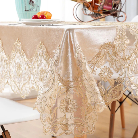 Nappe de Table en velours de haute qualité européenne, rectangulaire, ronde, carrée, brodée, pour café, thé, serviettes de décoration pour la maison ► Photo 1/6