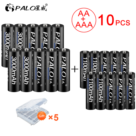 2017 ne8pcs AA Rechargeable Batteries 3000 mAh 1.2 V AA + Ni-MH AAA Batterie 1100 mAh rechargeable batteries mélange de couleurs pour jouets puissance ► Photo 1/6