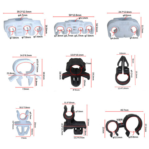 20 pièces véhicule universel Air Tube pince Nylon plastique oléoduc séparation Base fixe voiture capot jambe de force ► Photo 1/6