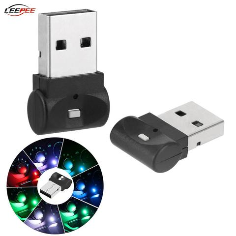 7 couleurs Automatique Voiture RVB LED USB Lumière Ambiante D'ambiance Intérieur Lampe Prise/Jouer Ampoules De Secours Mini Auto Accessoires Décoration ► Photo 1/6