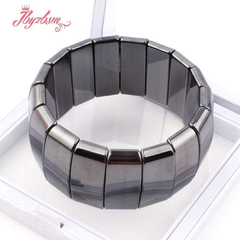 Bracelet en pierres naturelles en hématite, bijoux pour la saint-valentin, à la mode, cadeau masculin, 7 pouces ► Photo 1/6