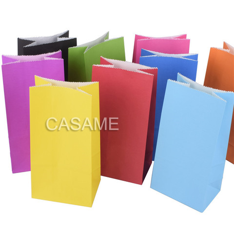 Mini sacs en papier Kraft 10 pièces/lot, sachet tenant debout, sac alimentaire Kraft refermé pour emballage de cadeau, fourniture de sac de friandises pour fête d'anniversaire pour enfant ► Photo 1/6