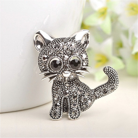 Broche chat mignon, épingle de vêtement pour femmes, Clips de costume, broche de fête Antique, broche Animal noir pour femmes, accessoires bijoux ► Photo 1/6