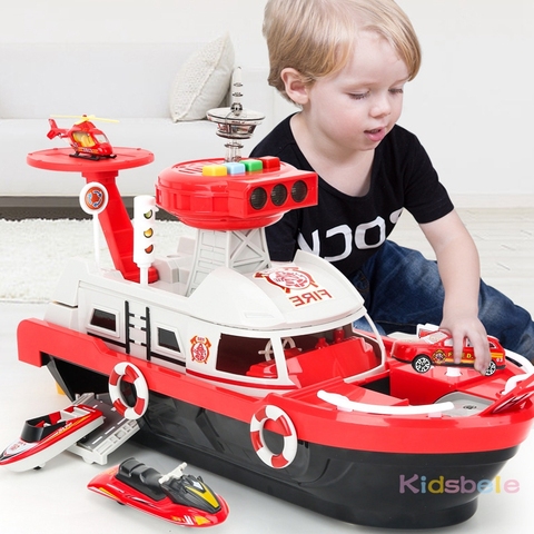 Enfants jouets Simulation piste inertie bateau Diecasts et jouets véhicules musique histoire lumière jouet bateau modèle jouet voiture Parking garçons jouets ► Photo 1/6