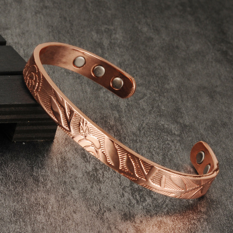 Vinterly – Bracelet magnétique en cuivre pour hommes et femmes, manchette réglable, Bracelet énergétique, soulagement de la douleur pour l'arthrite ► Photo 1/6