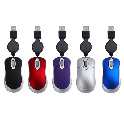 Optique Mini souris rétractable Portable Mini USB filaire souris ergonomie bureau à domicile souris pour ordinateur PC Portable souris filaire retractable ► Photo 1/6