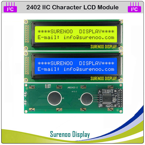 Panneau d'affichage LCD 24*2 avec rétro-éclairage pour Arduino, série IIC / I2C / TWI 2402, 242, jaune, vert, bleu ► Photo 1/3