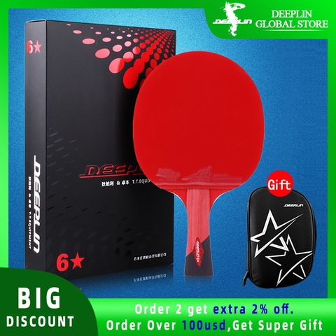 Pagaie de Ping-Pong avec étui de Spin tueur gratuitement-raquette de Tennis de Table professionnelle pour joueurs débutants et avancés 6 7 8 étoiles ► Photo 1/6