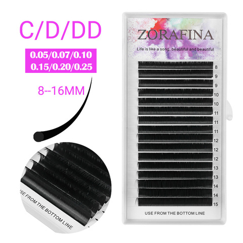 ZORAFINA haute qualité Extension de cils vison individuel soie cils en outre toutes les tailles Extensions de cils individuels ► Photo 1/6