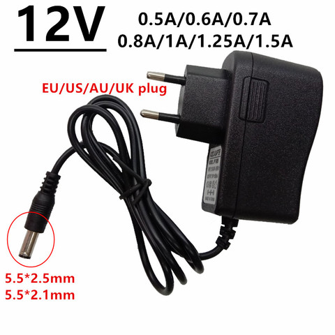 Adaptateur d'alimentation électrique 12 V, 0,5 a, 0,6 a, 0,7 a, 0,8 a, 1a, 1,25a, 1,5a AC/cc, 12 V cc coulissant EU 220V à 12 V ► Photo 1/6