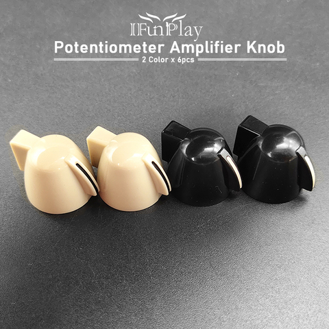 Boutons de commande d'amplificateur de guitare électrique, 6 pièces, en ABS, tête de poulet, potentiomètre, noir/crème ► Photo 1/6